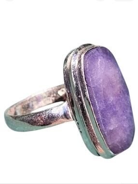 Elegant Purple Gemstone Handmade 925 Sterling Silver Ring - Size 6